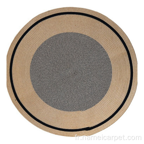 Tapis de tapis de tapis de zone tressée de jute rond naturelle